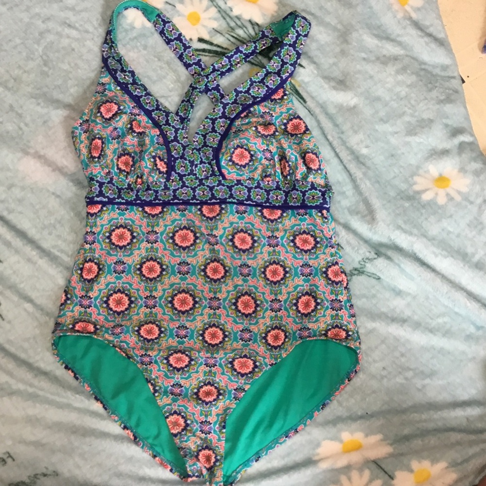 Catalina One-Piece Swimsuit in Turquoise, coral & Navy
